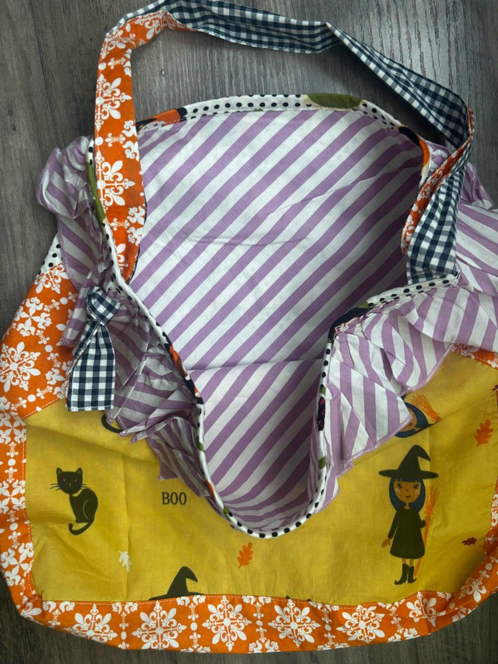 Matilda Jane Halloween Ruffle Crossbody Tote - Polka Dot & Gingham - Picture 4 of 4